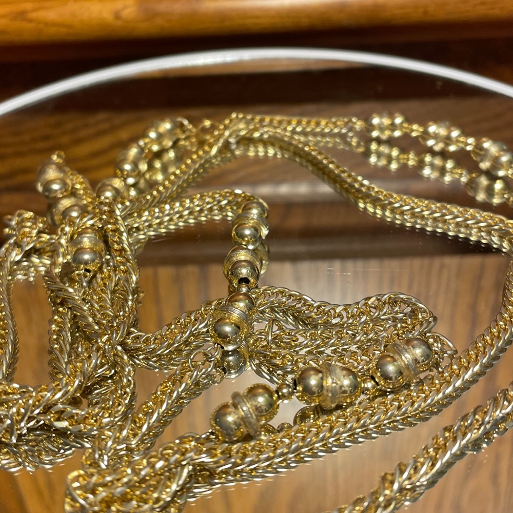 Monet 53” signed Vintage Gold Chain Necklace. Ball and disc spacers. - Picture 5 of 6
